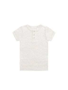 Jamie Kay | Organic Cotton Modal Henley Tee Oatmeal Marle